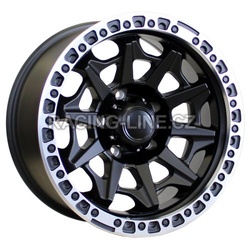 Alu kola Racing Line L2174, 18x9 6x114.3 ET12, Černá matná + leštěný límec