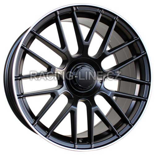 Alu kola Racing Line BK912, 19x9.5 5x112 ET30, Černá matná + leštěný límec