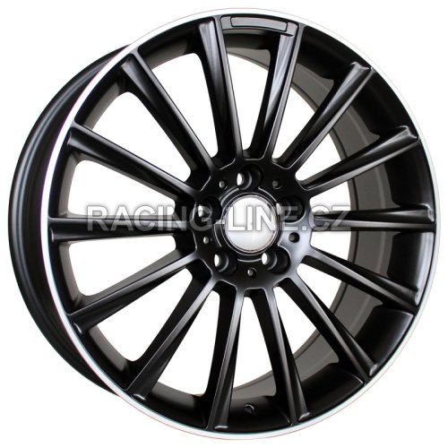 Alu kola Racing Line B1048, 20x9.5 5x112 ET43, Černá matná + leštěný límec