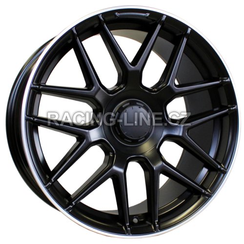 Alu kola Racing Line FE115, 22x11.5 5x112 ET42, Černá matná + leštěný límec