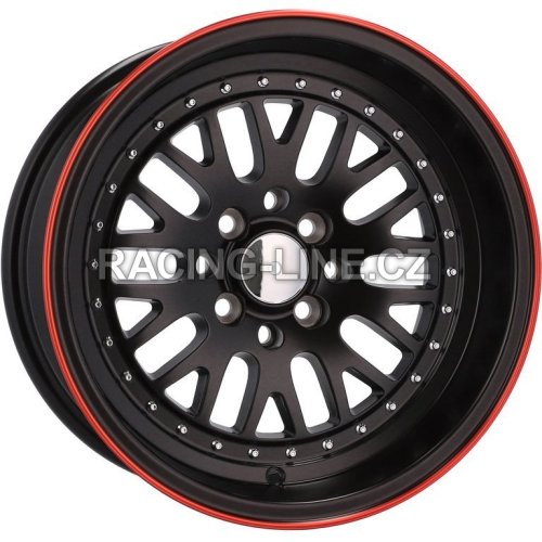 Alu kola Racing Line B1160, 15x8 4x100 ET, černá s červenou linkou