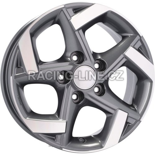 Alu kola Racing Line B0121, 15x6 5x114.3 ET39, šedivá + leštění