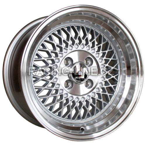 Alu kola Racing Line XF098, 15x8.25 4x100 ET20, stříbrná + leštění