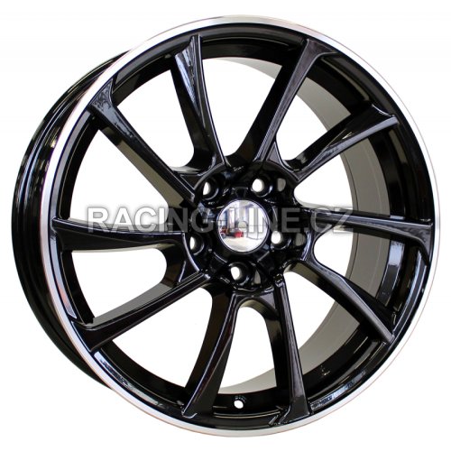 Alu kola Racing Line B1135, 19x8.5 5x112 ET35, Černá + leštěný límec