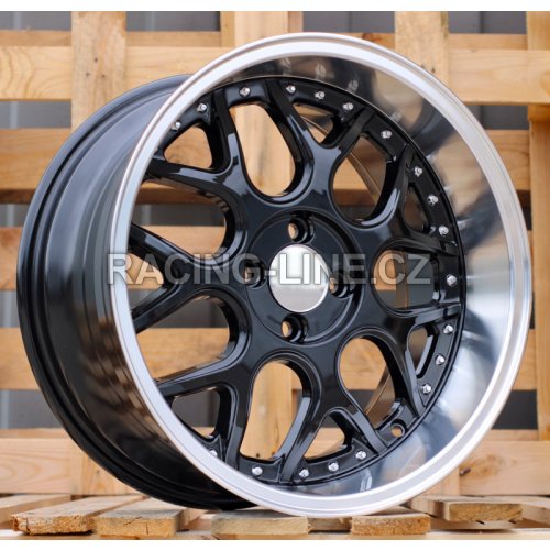 Alu kola Racing Line FR762, 16x7 3x112 ET30, Černá + leštěný límec