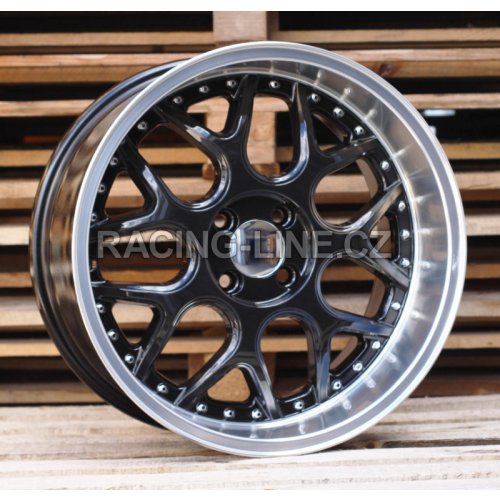 Alu kola Racing Line FR762, 16x7 3x112 ET30, Černá + leštěný límec