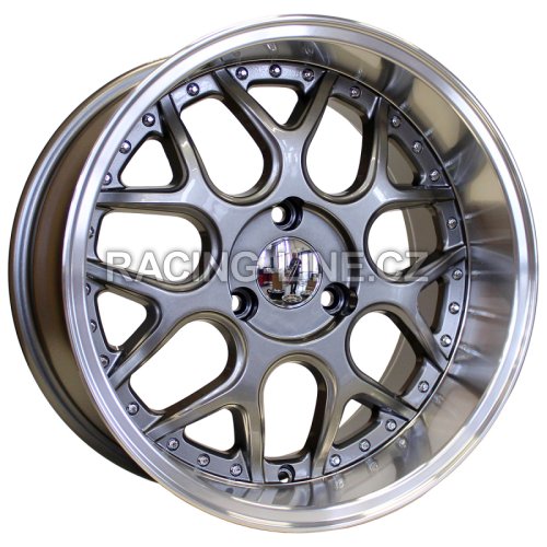 Alu kola Racing Line FR762, 16x7 4x100 ET30, šedivá + leštěný límec