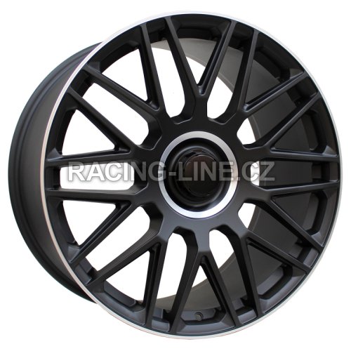 Alu kola Racing Line FE230, 20x8.5 5x112 ET62.5, Černá matná + leštěný límec + rytá krytka