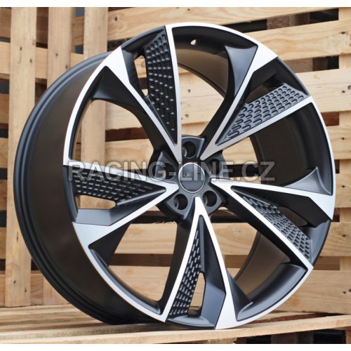 Alu kola Racing Line B1566, 22x9.5 5x112 ET20, Černá matná + leštění