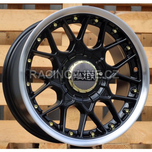 Alu kola Racing Line L1879, 15x7 8x100 ET25, Černá + leštěný límec