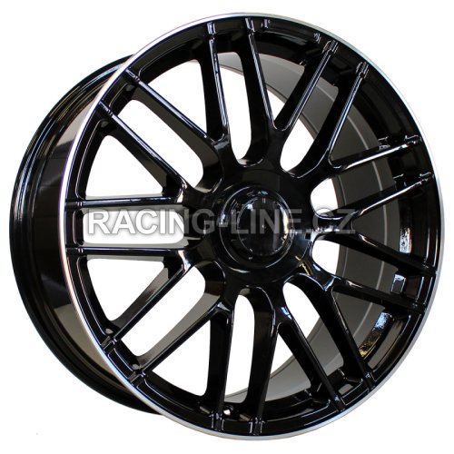 Alu kola Racing Line B1268, 20x8 5x112 ET40, Černá + leštěný límec