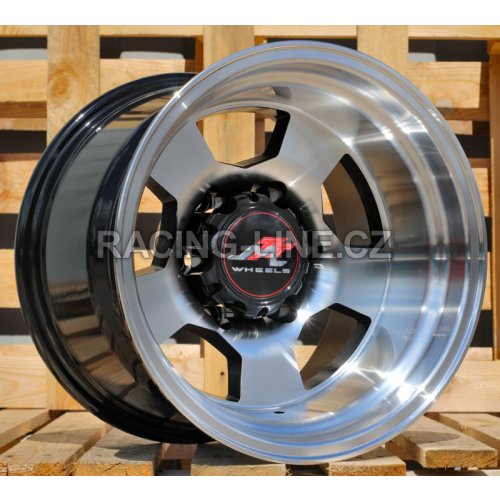 Alu kola Racing Line BY472, 15x10 6x139.7 ET-52, černá + leštění