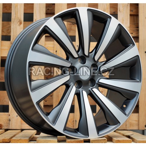 Alu kola Racing Line B1756, 22x10 5x120 ET50, šedivá matná + leštění