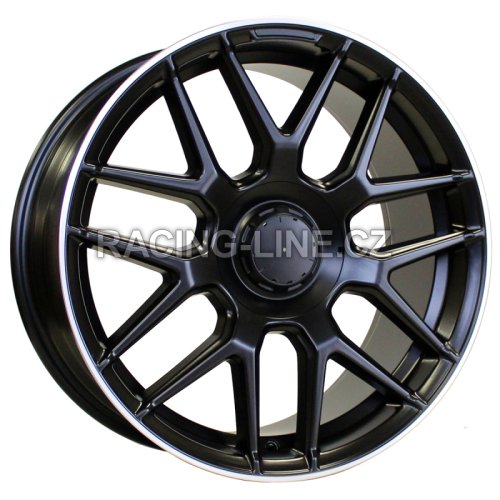 Alu kola Racing Line B1258, 19x9.5 5x112 ET43, Černá matná + leštěný límec