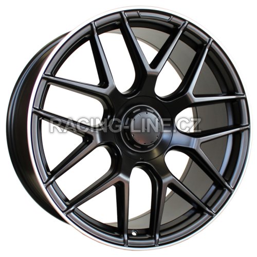 Alu kola Racing Line B5318, 20x8.5 5x112 ET38, Černá matná + leštěný límec (zátěžová)