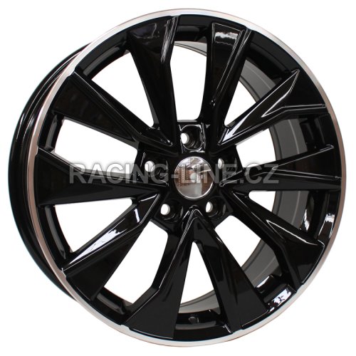 Alu kola Racing Line B5970, 17x7 5x100 ET46, Černá + leštěný límec