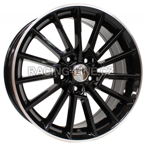 Alu kola Racing Line B5969, 17x7 5x100 ET46, Černá + leštěný límec