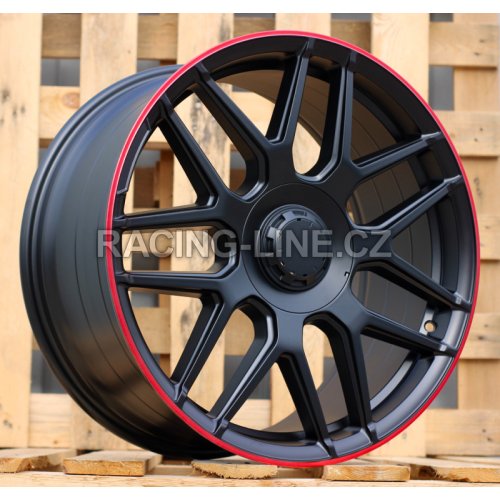 Alu kola Racing Line B5318, 20x8.5 5x112 ET38, černá matná + červený límec