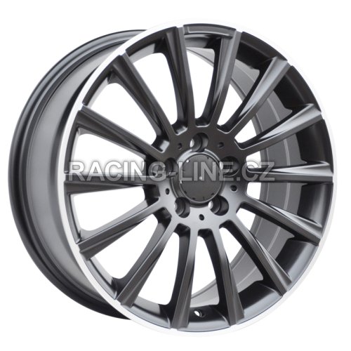 Alu kola Racing Line B1048, 17x8 5x112 ET35, Černá + leštěný límec