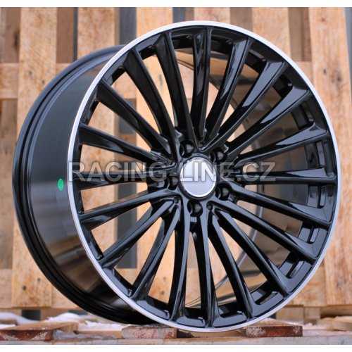 Alu kola Racing Line Y5909B, 20x9.5 5x112 ET35.5, Černá + leštěný límec