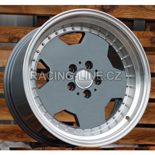 Alu kola Racing Line B5852, 18x8 5x112 ET35, šedivá + leštěný límec