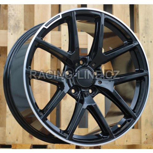 Alu kola Racing Line A8221, 20x10 5x130 ET50, Černá + leštěný límec