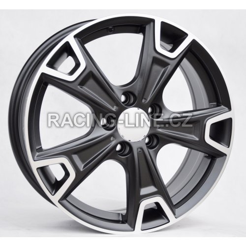 Alu kola Racing Line FE158, 17x6.5 5x112 ET38, Černá matná + leštění