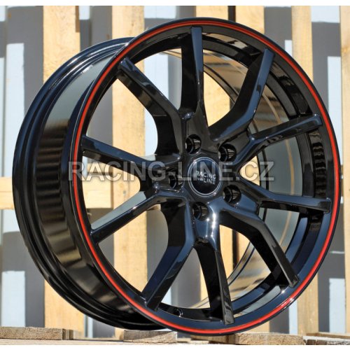 Alu kola Racing Line B5253, 17x7 5x105 ET40, černá s červenou linkou