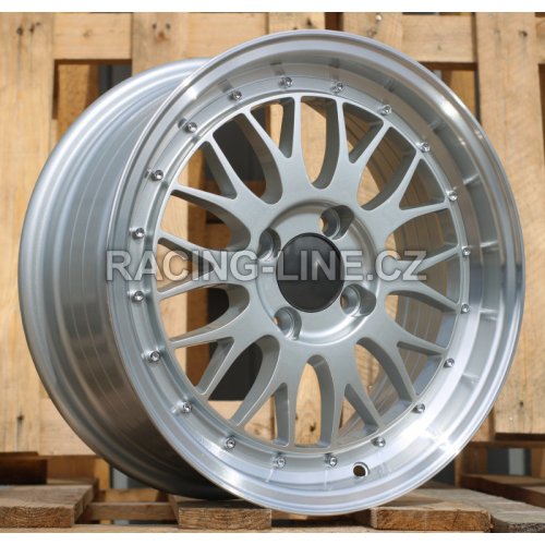 Alu kola Racing Line A1025, 15x6.5 4x100 ET35, stříbrná + leštěný límec