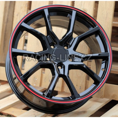 Alu kola Racing Line B1418, 17x7.5 5x114.3 ET45, černá s červenou linkou