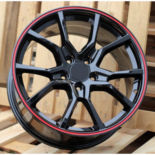 Alu kola Racing Line B1418, 17x7.5 5x114.3 ET45, černá s červenou linkou