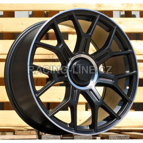 Alu kola Racing Line Y1188, 20x8.5 5x112 ET34.5, Černá matná + leštěný límec