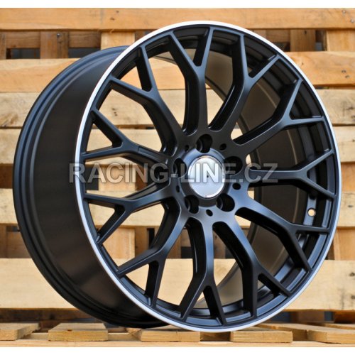 Alu kola Racing Line YS1180, 19x9 5x112 ET50, Černá matná + leštěný límec