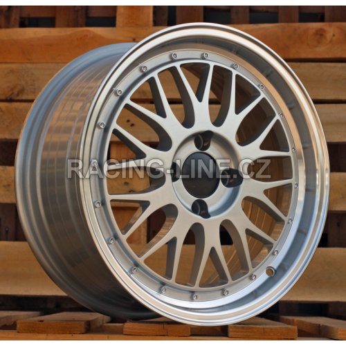 Alu kola Racing Line A1025, 16x7 4x100 ET35, stříbrná + leštěný límec