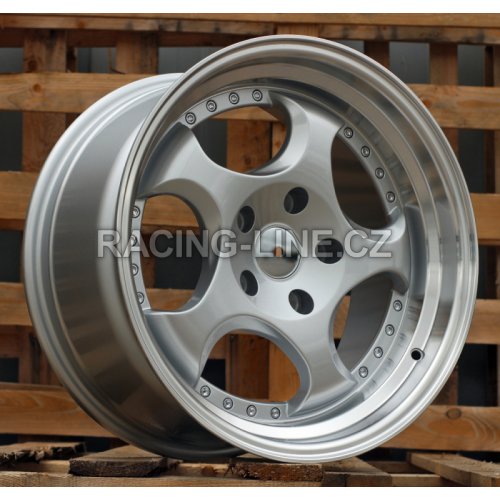 Alu kola Racing Line L2384, 17x8.5 5x120 ET25, stříbrná + leštěný límec