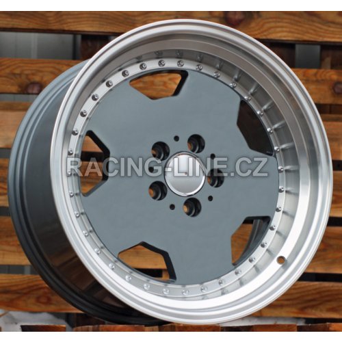 Alu kola Racing Line B5852, 17x8 5x112 ET25, šedivá + leštěný límec