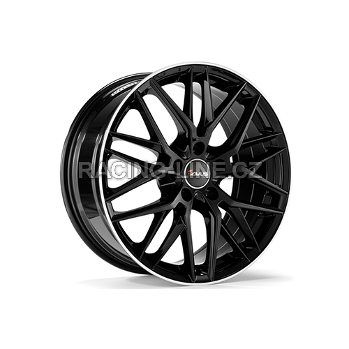 Alu kola AVUS VELGEN AF19, 19x8.5 5x112 ET35, černá lesklá + leštěný límec