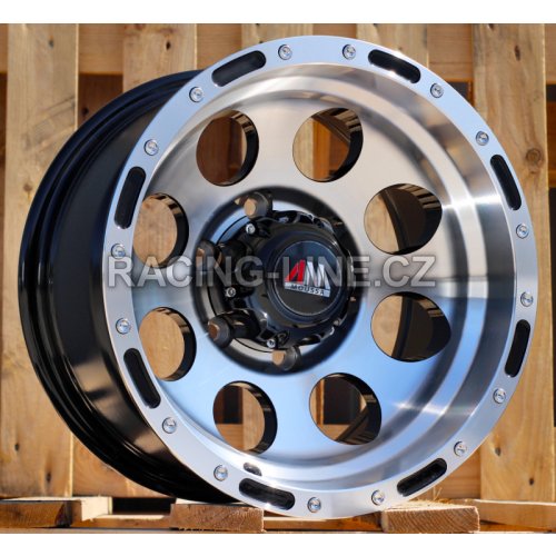 Alu kola Racing Line LU087, 15x8 6x139.7 ET-30, černá + leštění