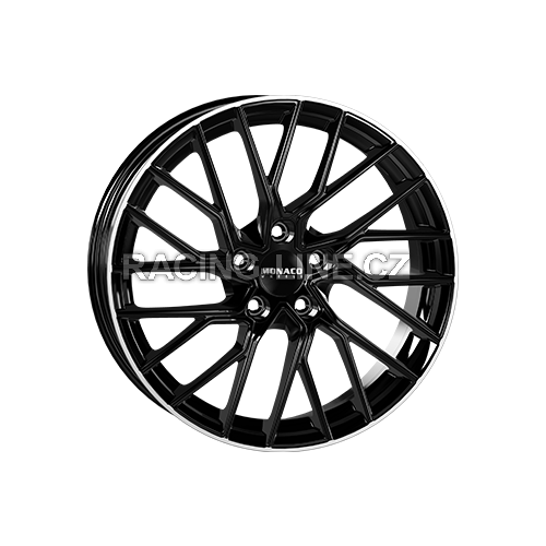 Alu kola MONACO WHEELS GP11, 18x8 5x112 ET28, černá lesklá + leštěný límec