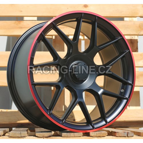 Alu kola Racing Line B1258, 20x8.5 5x112 ET38, černá matná + červený límec (zátěžová)