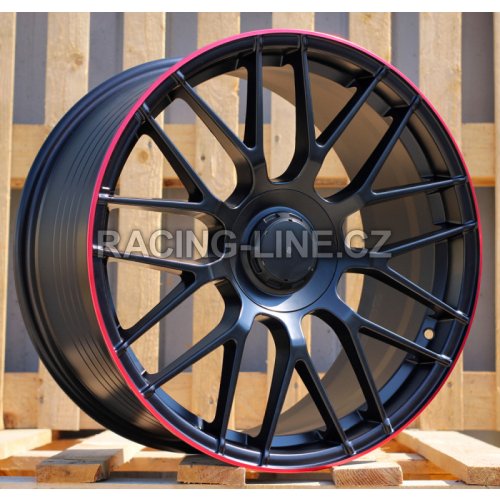 Alu kola Racing Line B1268, 18x8 5x112 ET45, černá matná + červený límec