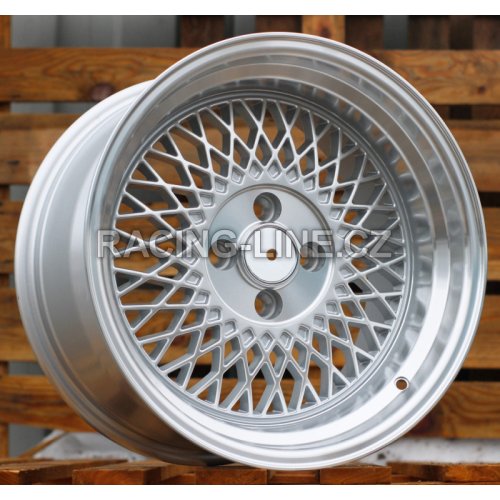 Alu kola Racing Line LU483, 15x7 4x100 ET25, stříbrná + leštěný límec