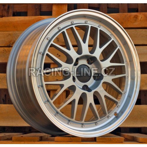 Alu kola Racing Line A1025, 17x8.5 5x120 ET15, stříbrná + leštěný límec