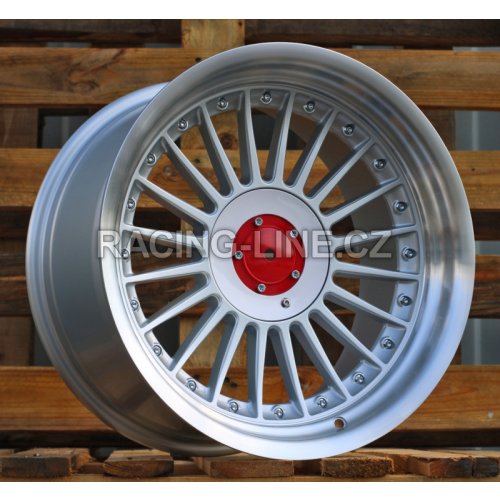 Alu kola Racing Line 7307F, 17x8 5x120 ET20, stříbrná + leštěný límec