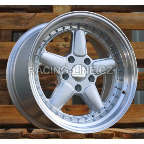 Alu kola Racing Line 7961F, 17x7.5 5x120 ET30, stříbrná + leštěný límec