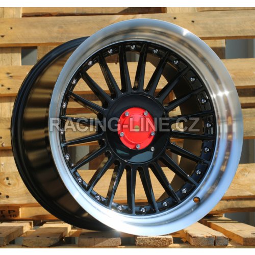 Alu kola Racing Line 7307F, 17x8 5x120 ET20, Černá + leštěný límec