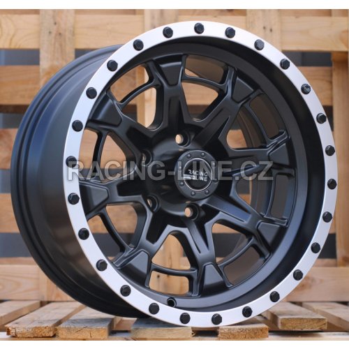 Alu kola Racing Line B5995, 17x9 5x127 ET-6, Černá matná + leštěný límec