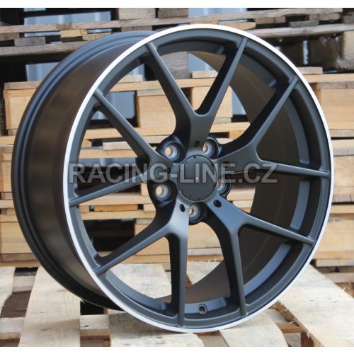 Alu kola Racing Line XE384, 19x8 5x112 ET38, černá matná + leštěný límec