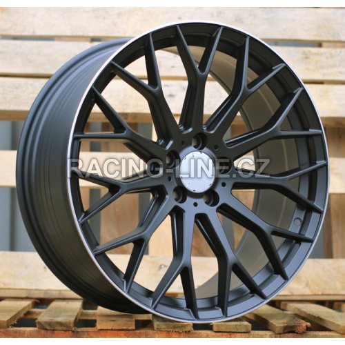 Alu kola Racing Line YS1180, 20x8.5 5x112 ET40, Černá + leštěný límec (zátěžová)